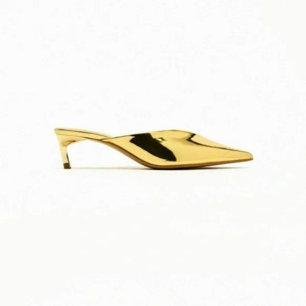 ZARA HEELED METALLIC MULES - Picture 6 of 10